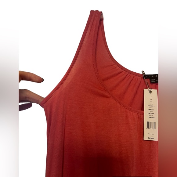 Theory Faricaem K Women’s Pink Coral Sleeveless Flowy Tunic Dress SzP Airy - Picture 10 of 11